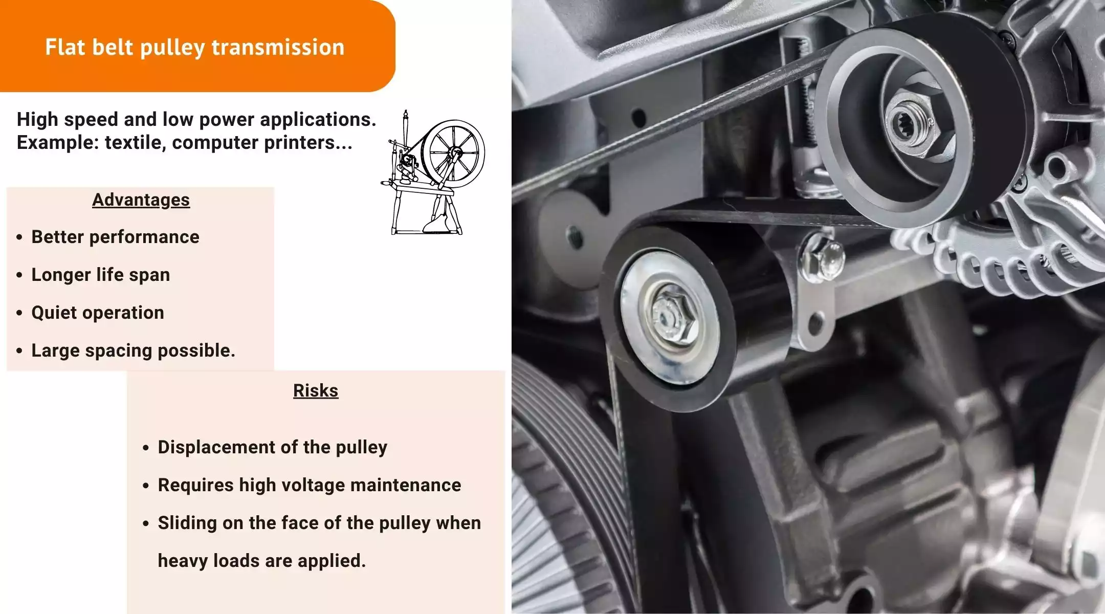 Flat belt pulleys